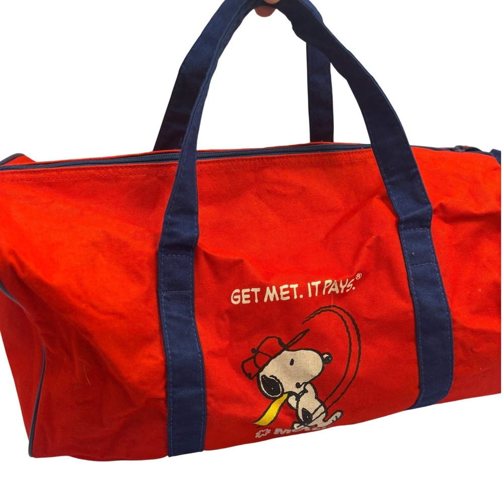 Vintage St Louis Cardinals MetLife‎ Snoopy Duffle Bag Red Canvas Peanuts MLB